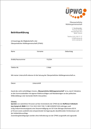 Beitrittserklärung ÜPWG